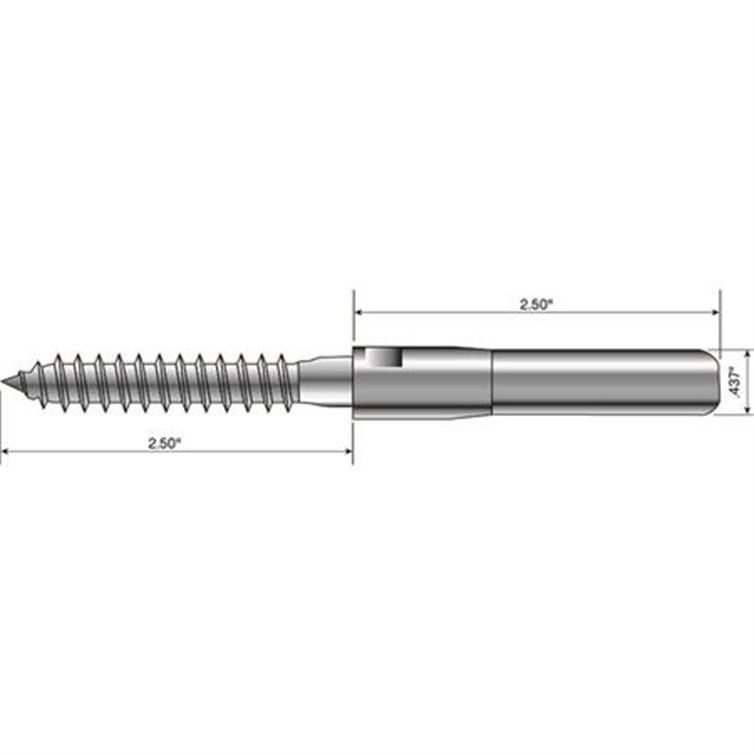 Invisiware® 5" Push-Lock® Lag Screw for Wood Posts, 1/8" Cable CRPLL4L