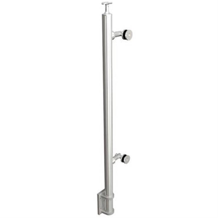 Brushed Stainless Steel Legato Round End Post with Two Point Clip, Fascia Mount LG31942CEFM.4