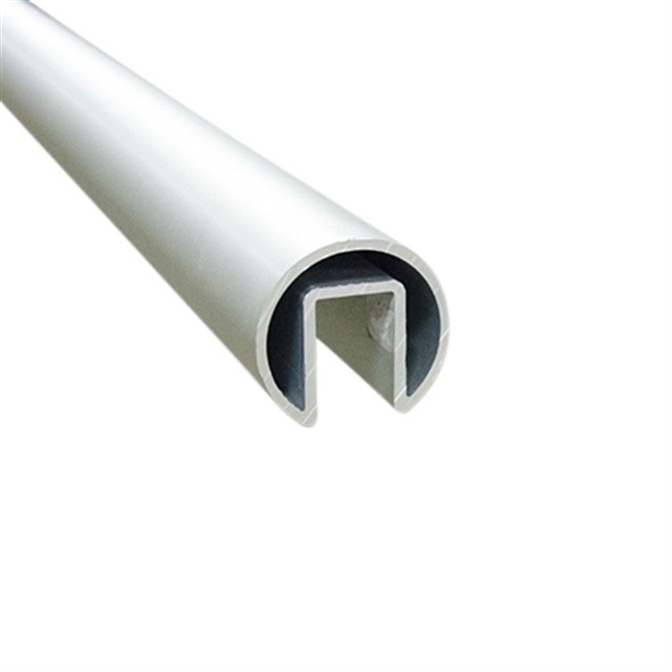 Brushed Anodized Aluminum Slotted Top Rail, 1.90" Tube for 1/2" Glass, 20' Lengths GR2190.4AN