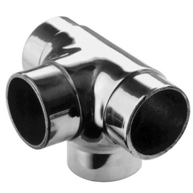 Lavi Flush Style Polished Stainless Steel Side Outlet Tee for 2.00" Tube OD 152028