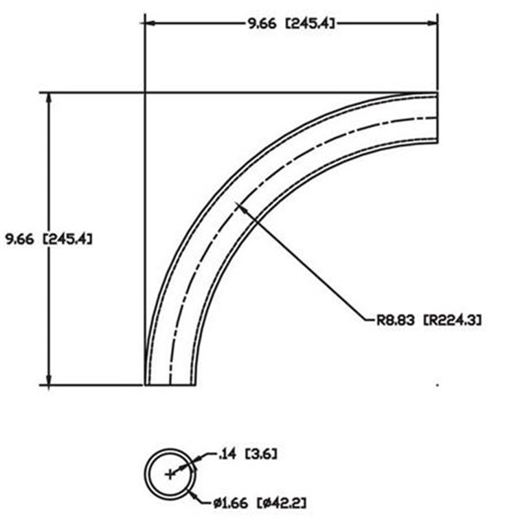 Steel Flush-Weld 90? Elbow with 8" Inside Radius for 1-1/4" Pipe 7706