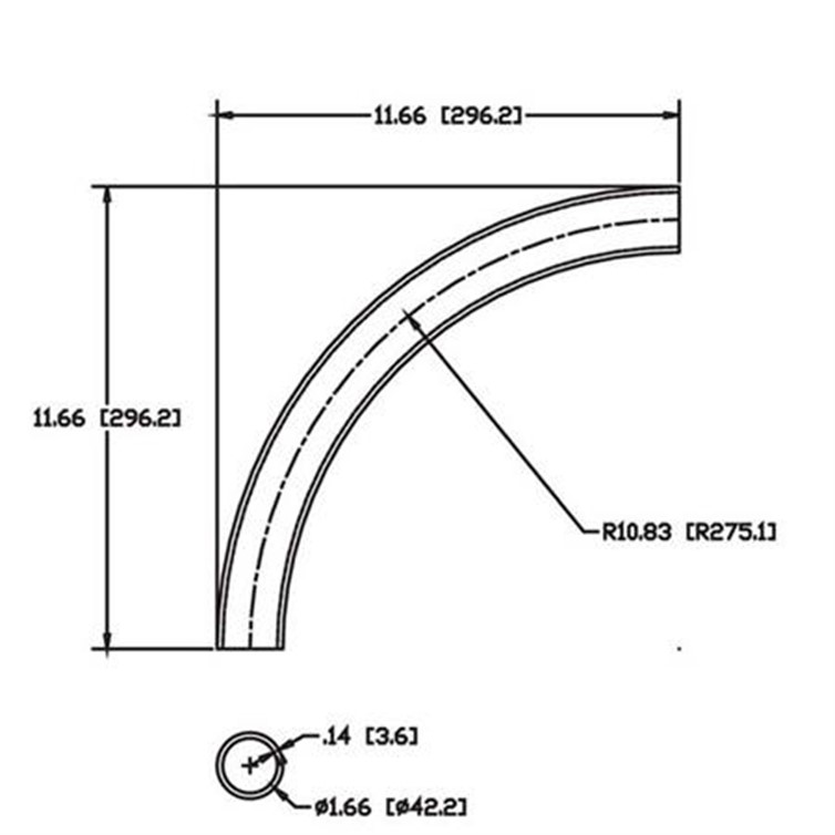 Steel Flush-Weld 90? Elbow with 10" Inside Radius for 1-1/4" Pipe 8256
