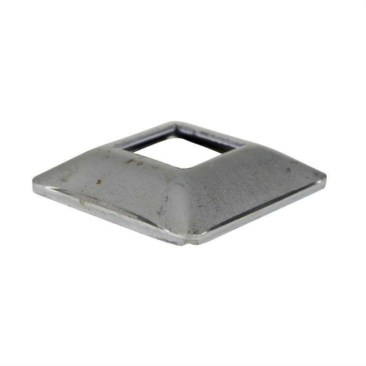 Cover Plate, Steel, 3" Sq Base, 1.25" Dia, 10 Ga, 3 Holes, Surf Mnt, Mill 8081