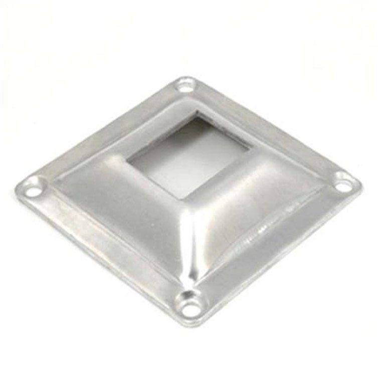 Aluminum Square Flange for 1" by 2" Tube with 5" Square Base and Four Countersunk Holes 8056