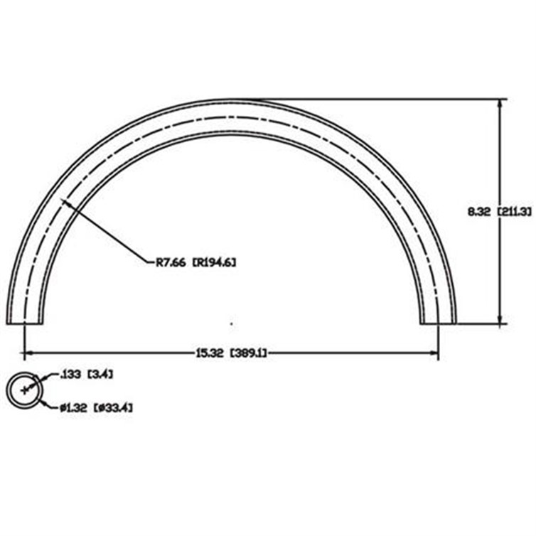 Steel Flush-Weld 180? Elbow with 7.30" Inside Radius for 1" Pipe 8512