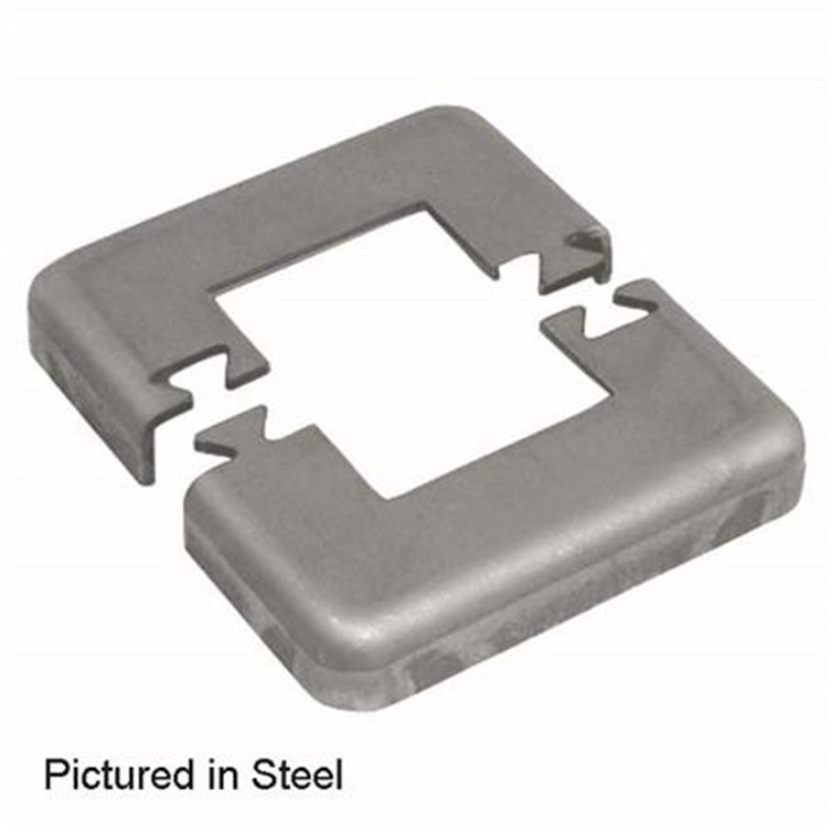Stainless Steel Puzzle-Lock Flange for 1.25" Square Tube with 4" Square Base 26439