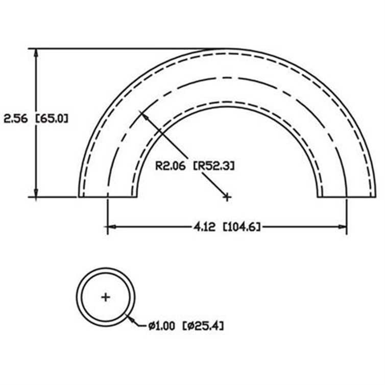 Stainless Steel Flush-Weld 180? with 1.56" Inside Diameter for 1" Dia Tube 7844