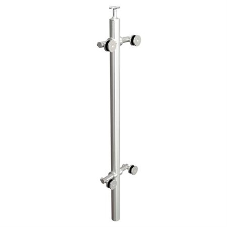 Brushed Stainless Steel Legato Round Mid Post with Two Point Clip, Embed Mount LG31942CMEM.4
