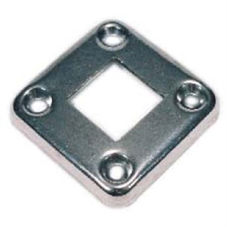 Steel Flush Base for 3" Square Tube with 5.188" Square Base with Four Countersunk Holes 88065