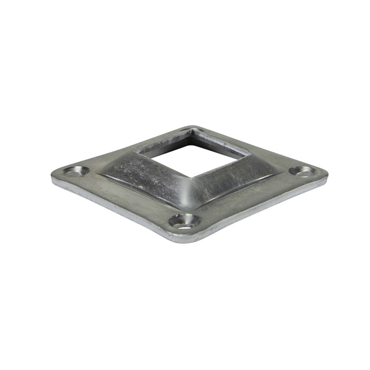 Aluminum Square Flange for 1.50" Square Tube with 3.75" Square Base and Four Countersunk Holes 8048
