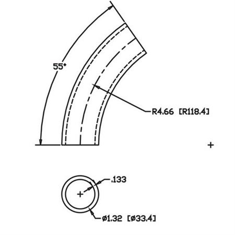 Steel Flush-Weld 55? Elbow with 4" Inside Radius for 1" Pipe 5603