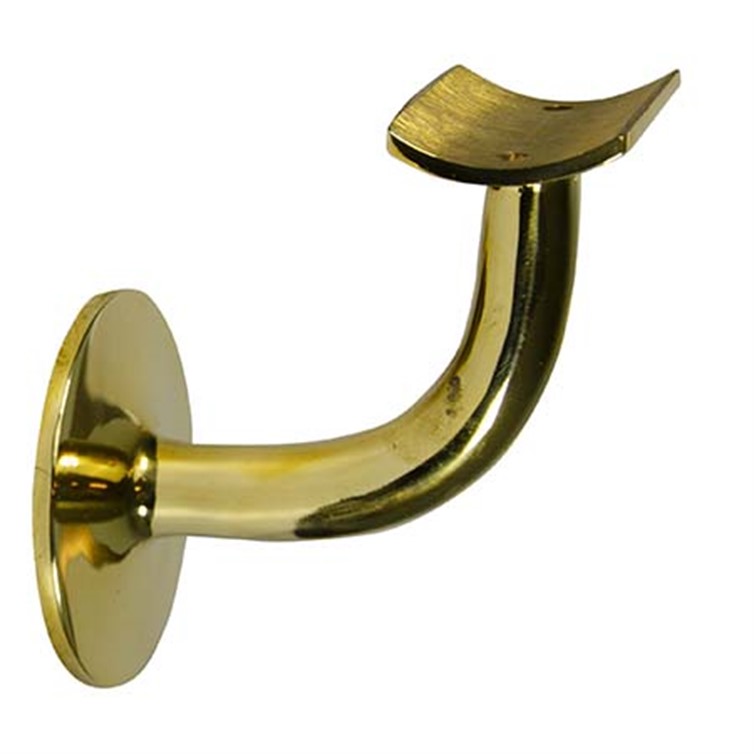 Polished Brass Style D Wall Mount Handrail Bracket for Tube, 2.00" Tube OD, 2-3/4" Projection 142035