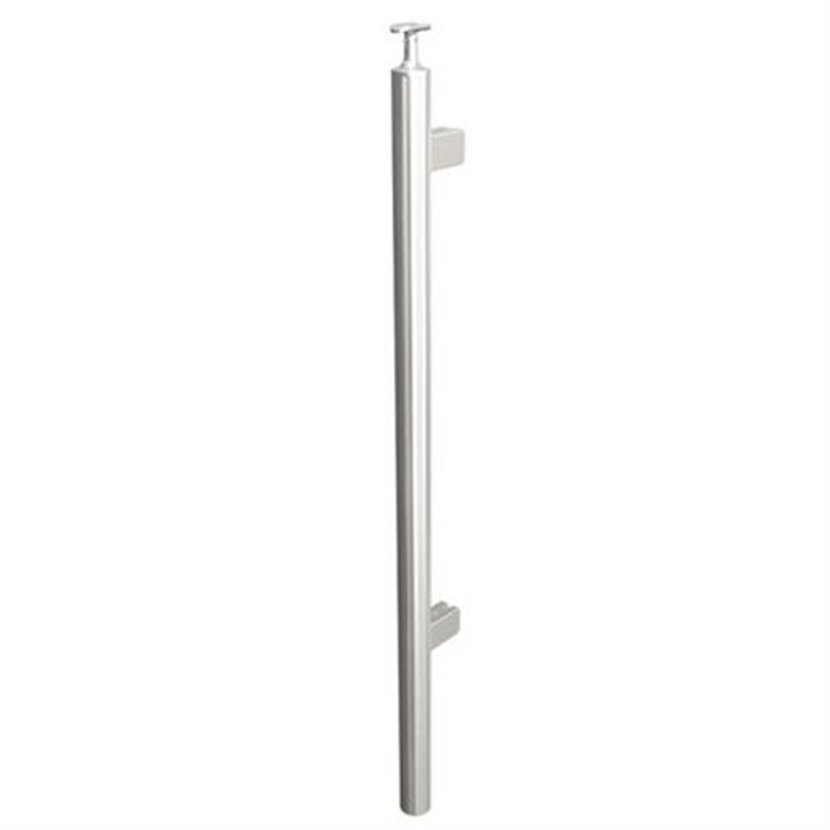 Brushed Stainless Steel Legato Round End Post with Square Clips, Embed Mount LG31942AEEM.4