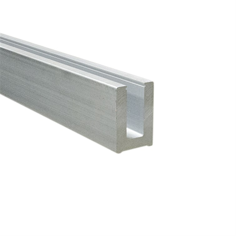 Aluminum Wet Glaze Shoe Moulding, 2.75" by 4.125", for 1/2" Glass, 20' Length w/ Counterbored Holes GR2876HCB