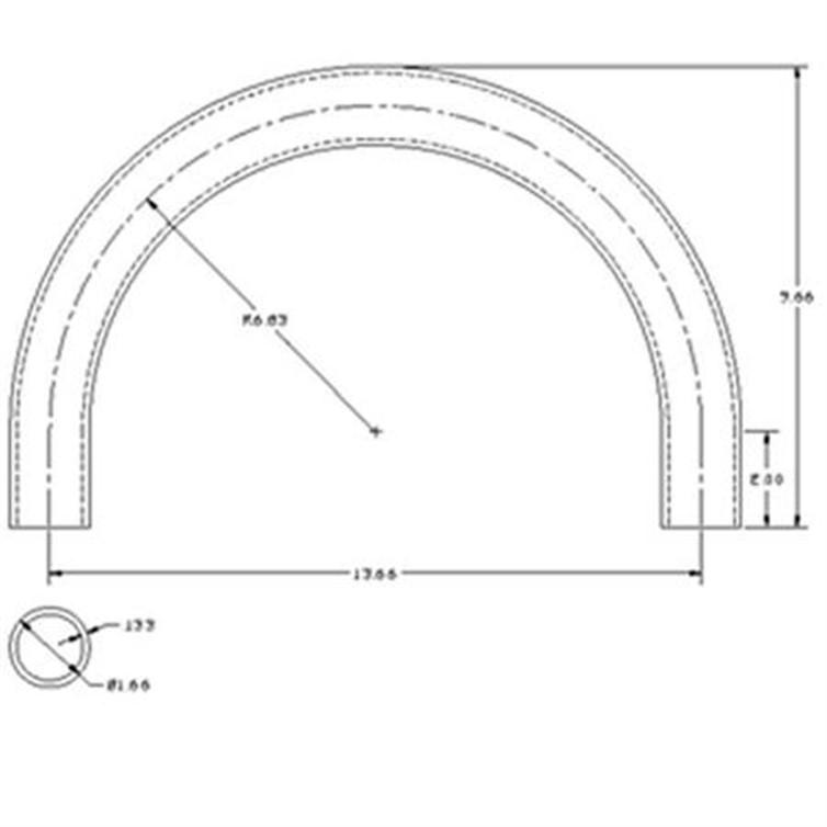 Steel Flush-Weld 180? Elbow with Two 2" Tangents, 6" Inside Radius for 1-1/4" Pipe 7474