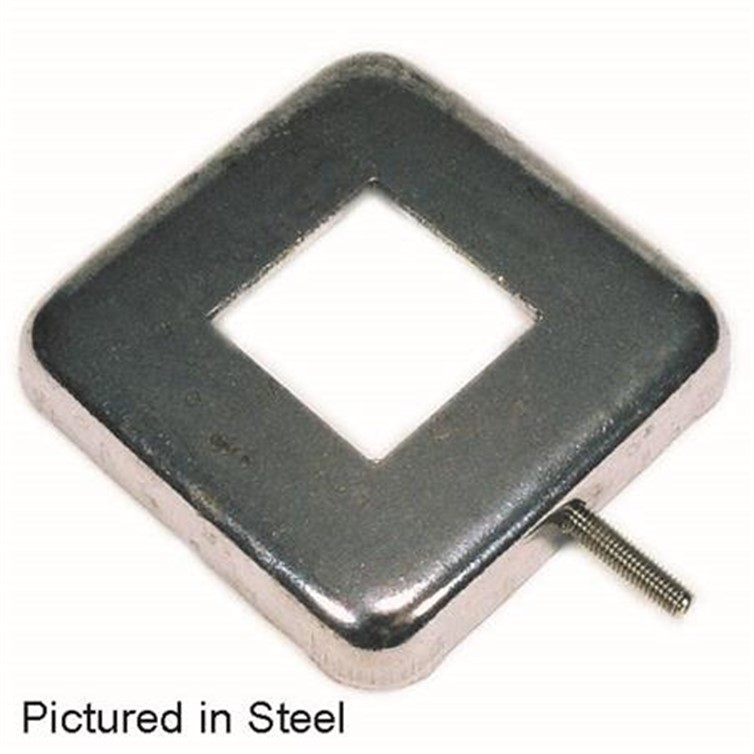 Stainless Steel Flush Base for 3/4" Square Tube with 3" Square Base and Set Screw 8844