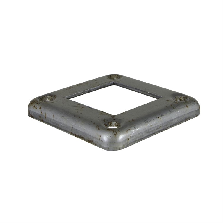 Steel Flush Base for 2" Square Tube with 3.75" Square Base with Four Countersunk Holes 8730
