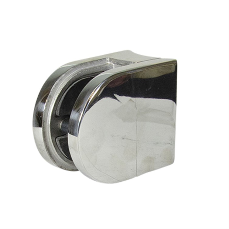 Lavi Rounded Polished Stainless Steel Round Post Mount Glass Clip, for 1/2" Glass 162813R-2