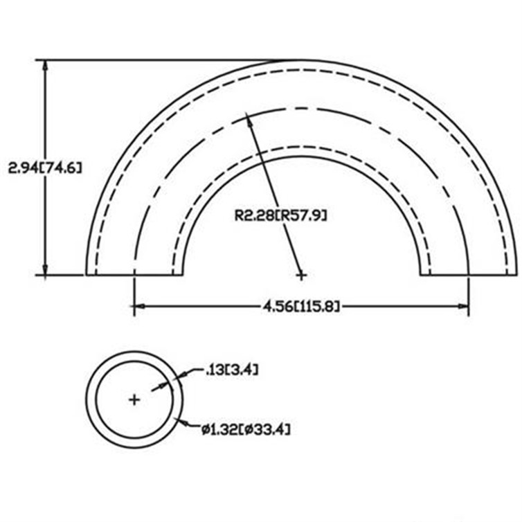Steel Flush-Weld 180? Elbow with 1-5/8" Inside Radius for 1" Pipe 4513