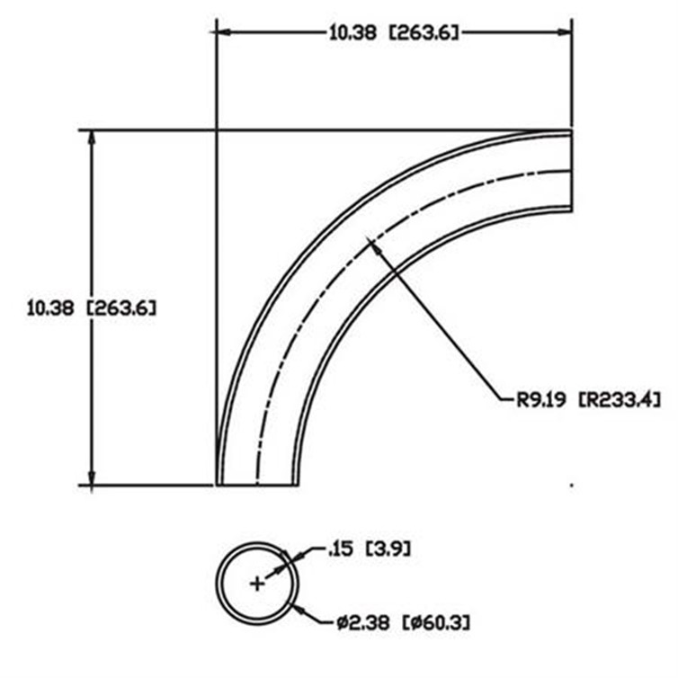Steel Flush-Weld 90? Elbow with 8" Inside Radius for 2" Pipe 8106