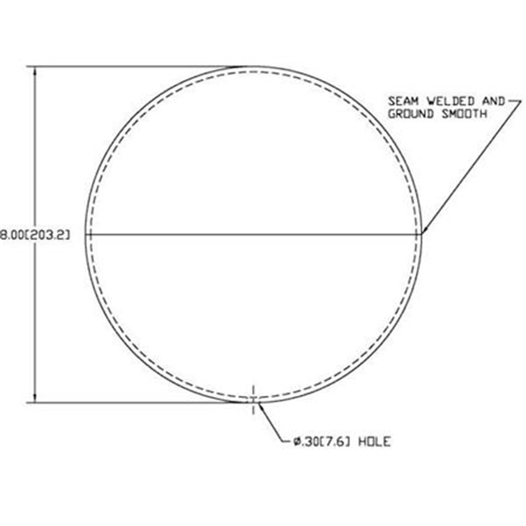 Hollow Sphere, Brass, 8" Diameter, .125" Thick, 1/4" Hole, Satin 4186.4