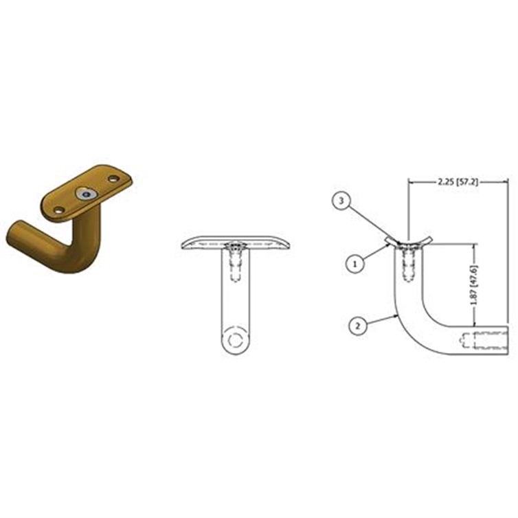 5/8" Diameter Brass Handrail Bar Bend, 2-1/4" from Post to Center RB44125P.4
