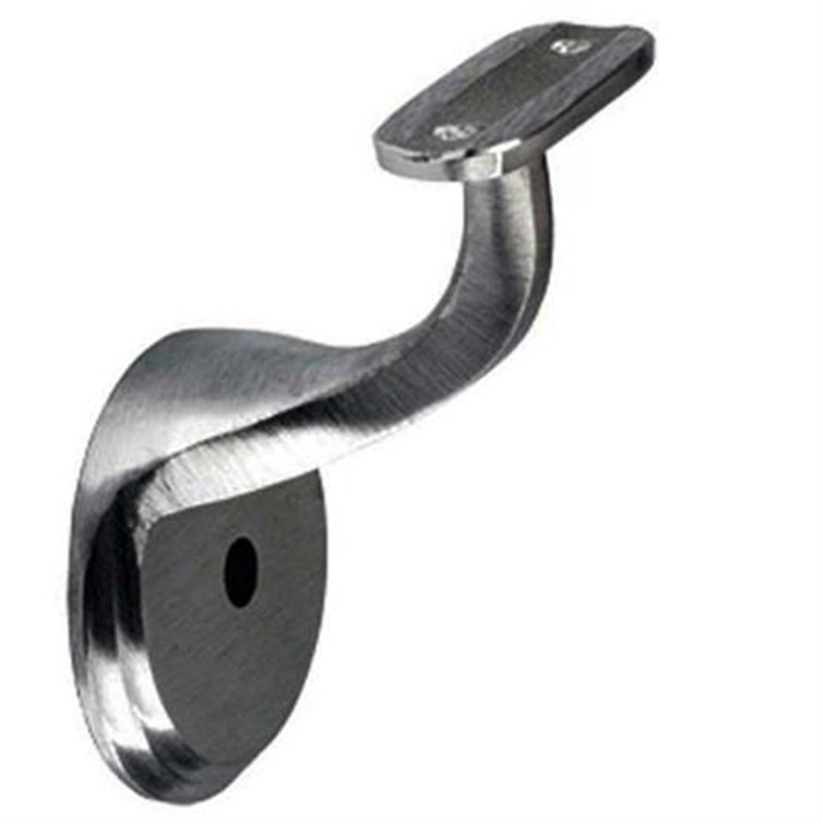 304 Satin Stainless Wall Mount Handrail Bracket, Flat Saddle, One Mounting Hole, 3-1/4" Projection 1816F
