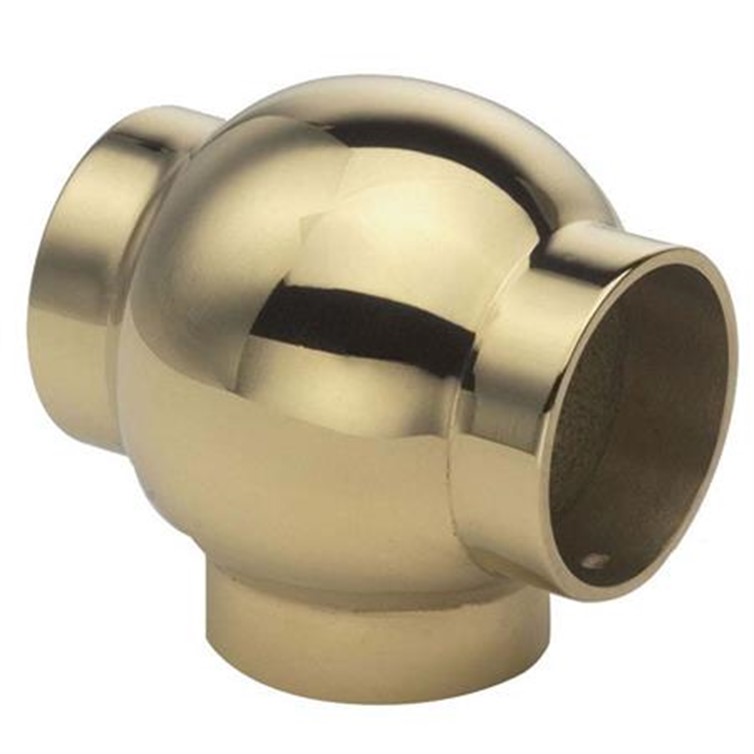 Polished Brass Ball Style Tee for 1.50" Tube 141505