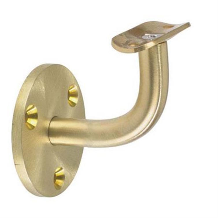 Satin Brass Assembled Wall Mount Handrail Bar Bracket with Three Mounting Holes, 2-1/2" Projection RB16025.4