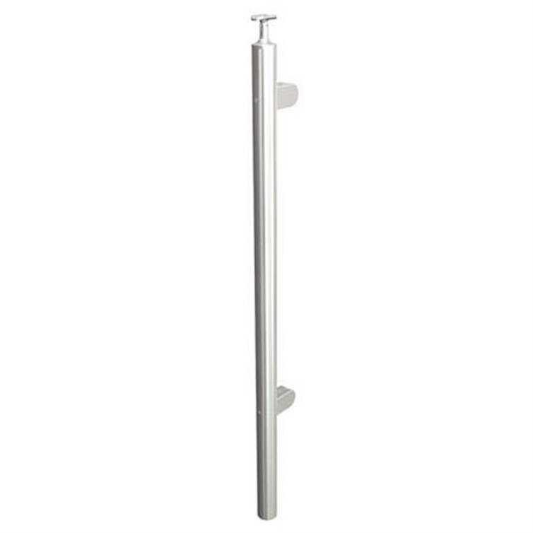 Brushed Stainless Steel Legato Round End Post with Round Clips, Embed Mount LG31942BEEM.4