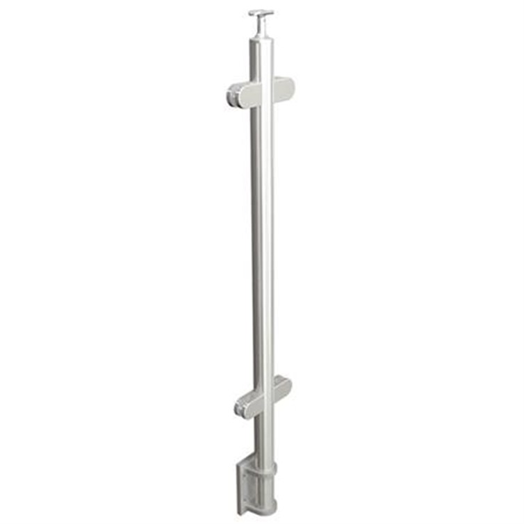 Brushed Stainless Steel Legato Round Mid Post with Round Clips, Fascia Mount LG31942BMFM.4