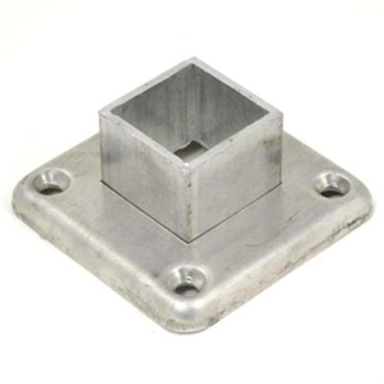 Aluminum Socket Flange for 1.50" Square Tube with 3" Square Base with Four Countersunk Holes 8938