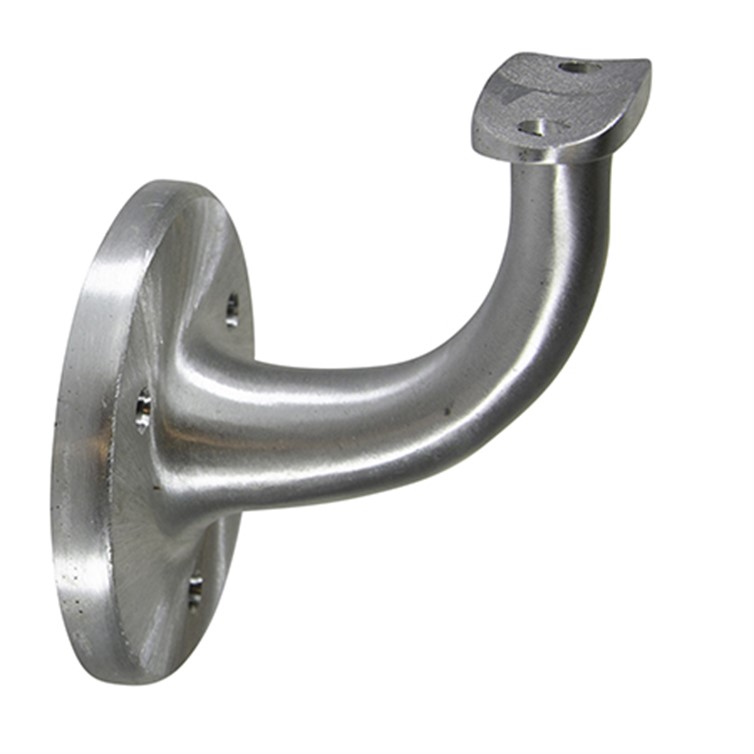 Satin Aluminum Style U Wall Mount Handrail Bracket with Three Mounting Holes, 3" Projection 1719