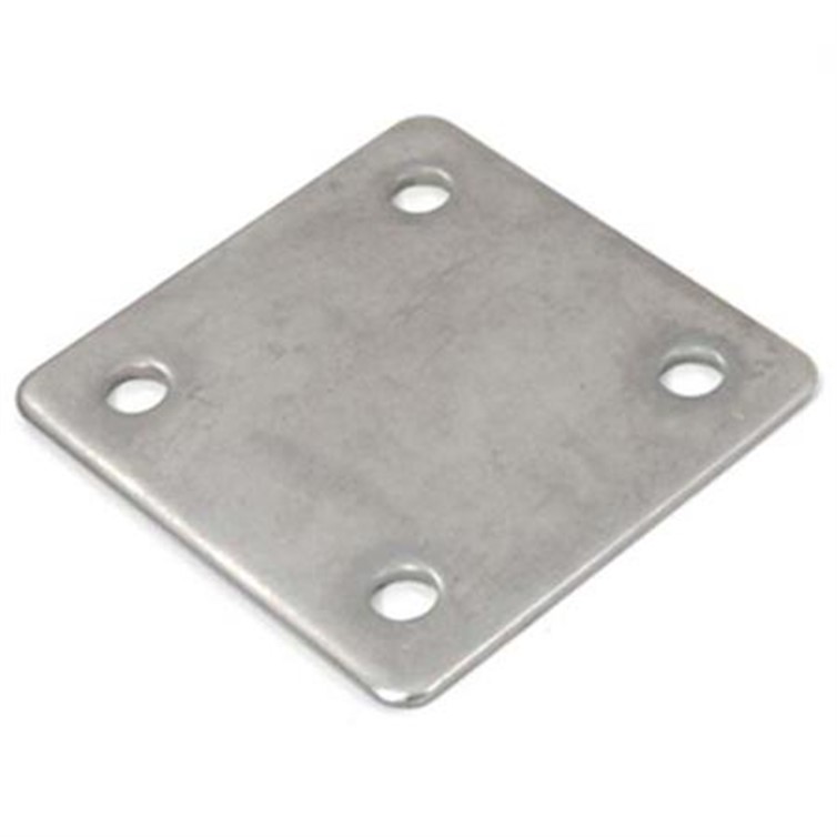 Stainless Steel Plate, 4" Square Base with Radius Corners with Holes D482H