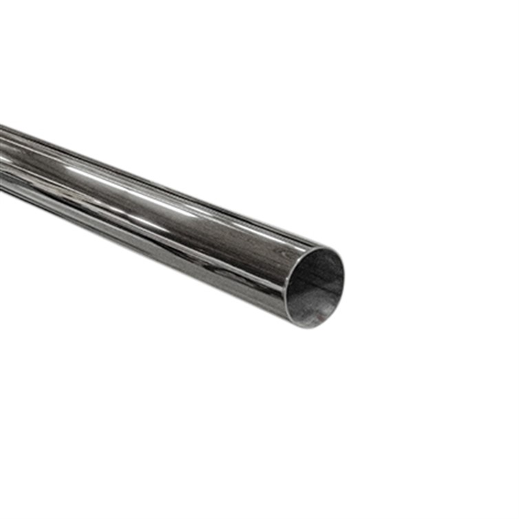 Polished Stainless Steel Slotted Top Rail, 1.90" Tube for 1/2" Glass, 18' Lengths GR3190.7