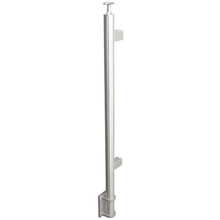 Brushed Stainless Steel Legato Round End Post with Square Clips, Fascia Mount LG31942AEFM.4