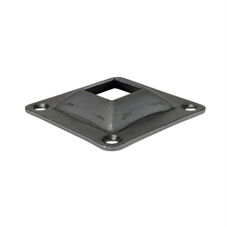 Steel Square Flange for 1.25" Square Tube with 3.75" Square Base and Four Countersunk Holes 8045