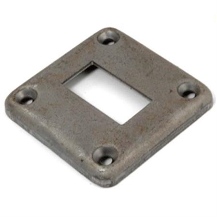 Steel Flush Base for 1" by 2" Tube with 3.75" Square Base and Four Countersunk Holes 8758