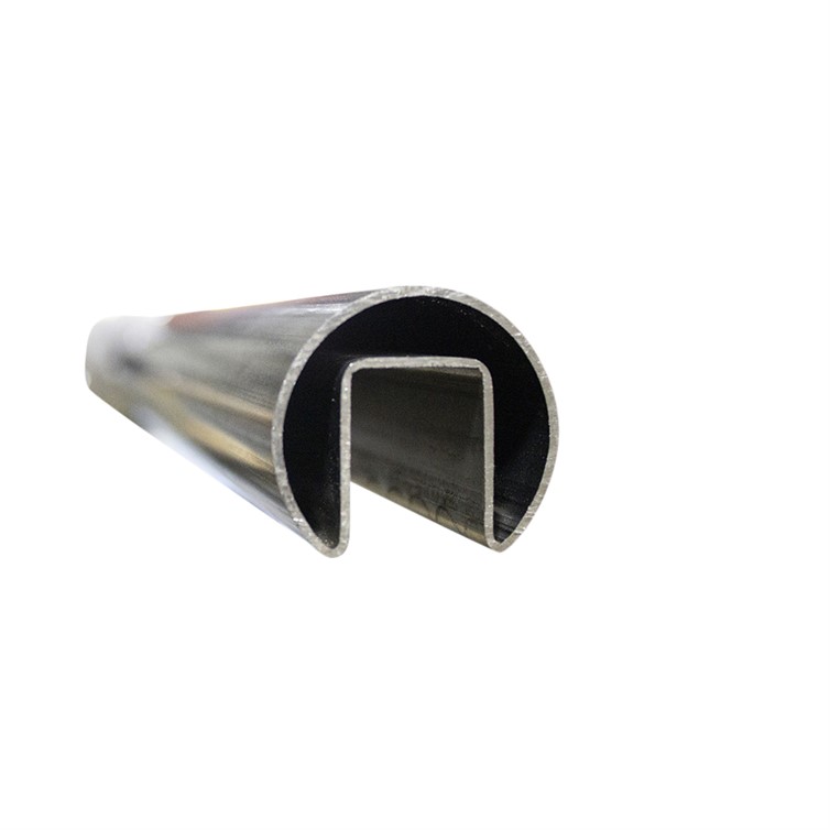 Stainless Steel, Type 304, Slotted Top Rail, 1.66" Tube for 1/2" Glass, 18' Lengths GR3166