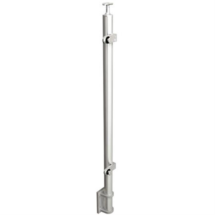 Brushed Stainless Steel Legato Round End Post with Single Flat Arm, Fascia Mount LG31942DEFM.4