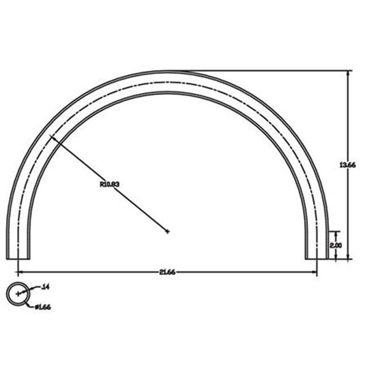 Steel Flush-Weld 180? Elbow with Two 2" Tangents, 10" Inside Radius for 1-1/4" Pipe 8263