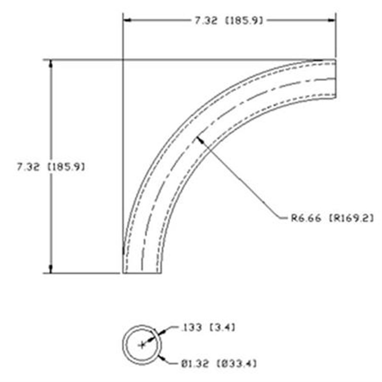 Steel Flush-Weld 90? Elbow with 6" Inside Radius for 1" Pipe 7407