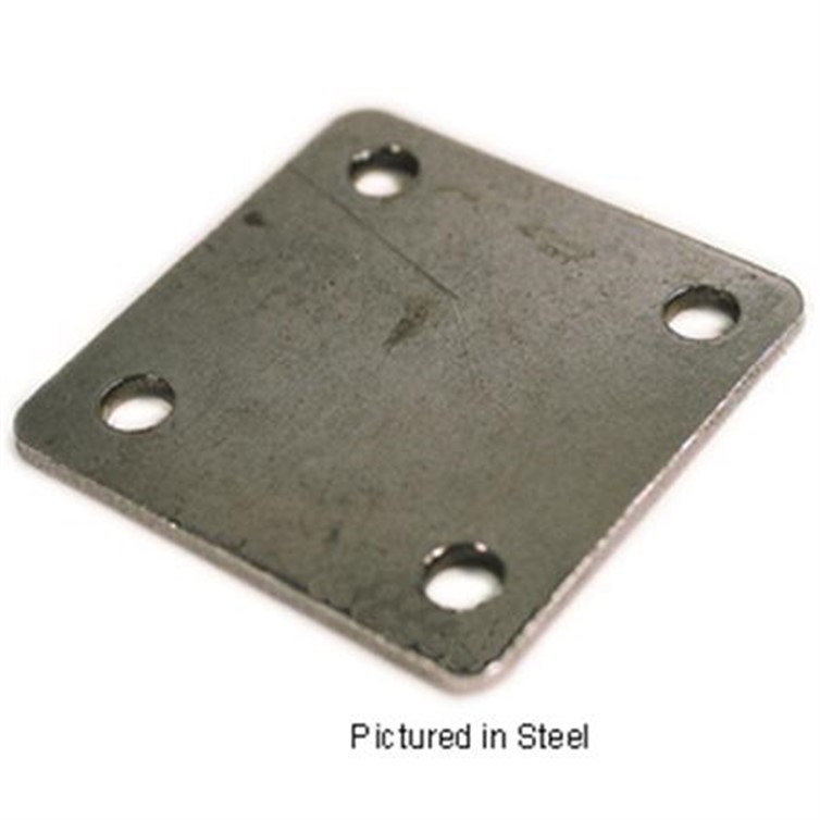 Stainless Steel Plate, 4.625" Square Base with Radius Corners with Holes D486H
