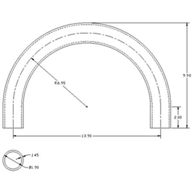 Steel Flush-Weld 180? Elbow with Two 2" Tangents, 6" Inside Radius for 1-1/2" Pipe 7534