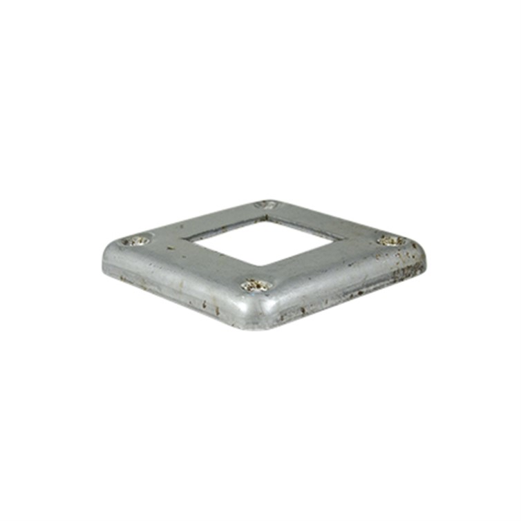 Steel Flush Base for 1.75" Square Tube with 3.75" Square Base with Four Countersunk Holes 8735