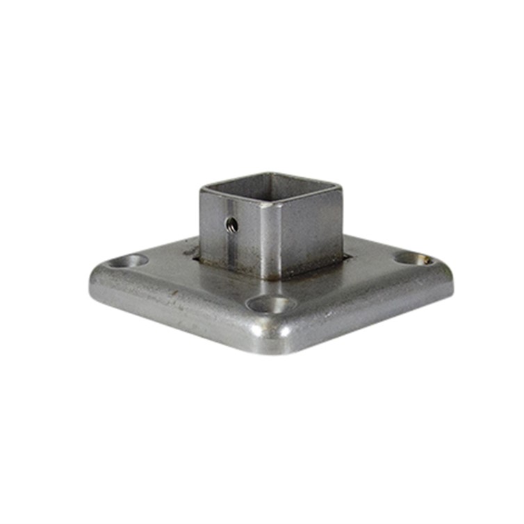 Steel Socket Flange for 1.25" Square Tube with 3" Square Base with Four Mntg. Holes and Set Screw 8911