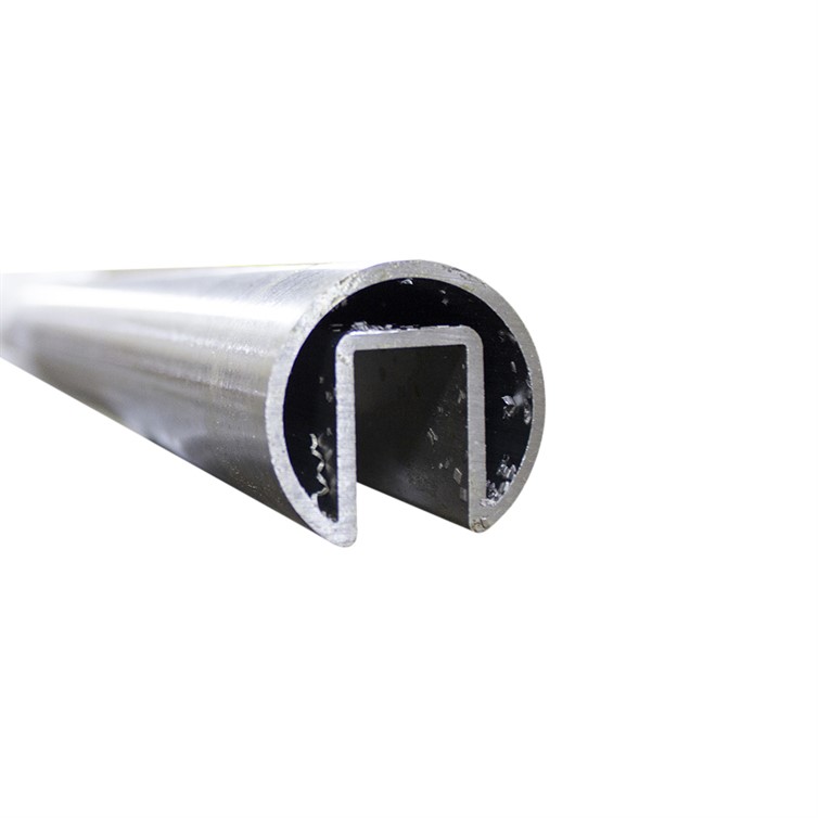 Brushed Aluminum Slotted Top Rail, 1.90" Tube for 1/2" Glass, 20' Lengths GR2190.4