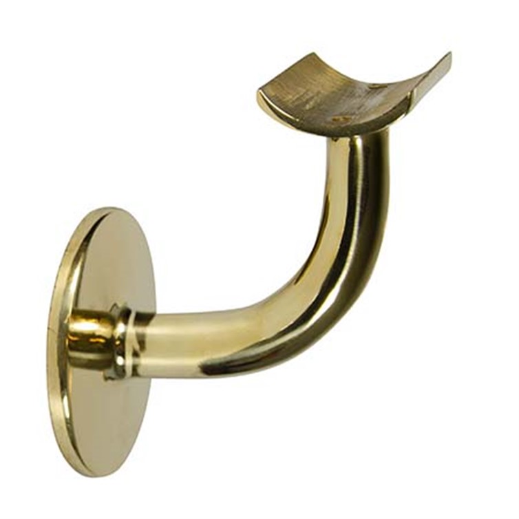 Polished Brass Style D Wall Mount Handrail Bracket for Tube, 1.50" Tube OD, 2-1/2" Projection 141535