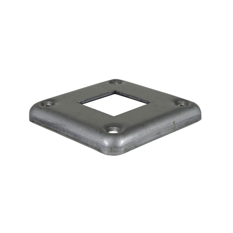 Steel Flush Base for 1.50" Square Tube with 3.75" Square Base with Four Countersunk Holes 8723