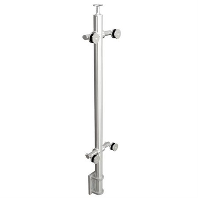 Brushed Stainless Steel Legato Round Mid Post with Two Point Clip, Fascia Mount LG31942CMFM.4